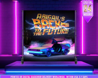 Back to the future backdrop | 80s 90s theme  backdrop | BTTF backdrop | BBQ  backdrop | Back to the Future Movie Car  |  retro backdrop