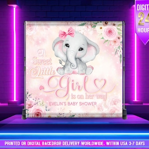 STAMPATO o DIGITALE, Sfondo per baby shower con elefante rosa per bambina, Un piccolo arachide è in arrivo, Sfondo per baby shower con elefante blu per bambino
