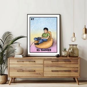 Imprimé uniquement | Cartes El Gamer Loteria | Art mural dessiné à la main Loteria | Bingo mexicain| Impressions Loteria Art mexicain|