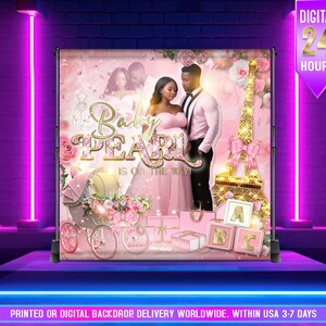 Bonjour Bebe Baby Shower Backdrop| Paris Baby Shower Banner| Eiffel Tower Baby Shower backdrop | Paris Store Front Backdrop| Parisian Shower