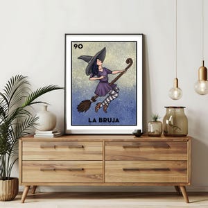 Enviado somente impresso | Cartões da Loteria La Bruja | Arte de parede desenhada à mão da Loteria | Bingo mexicano | Impressões da Loteria Arte do México |
