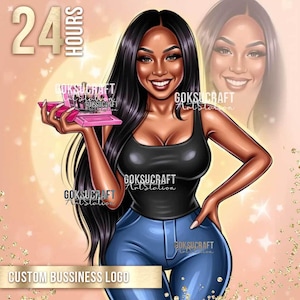 Custom Beauty Logo Design – Personalized Portrait for Makeup Artist | Hair Stylist |  Nail Tech |  Lash Artist | Cartoon Style Avatar Logo