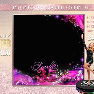 Shades of pink Pink Photo Booth Hot  Pink Photo Template Birthday Party Woman birthday photo Booth Overlay Black 360 Photo Template birthday