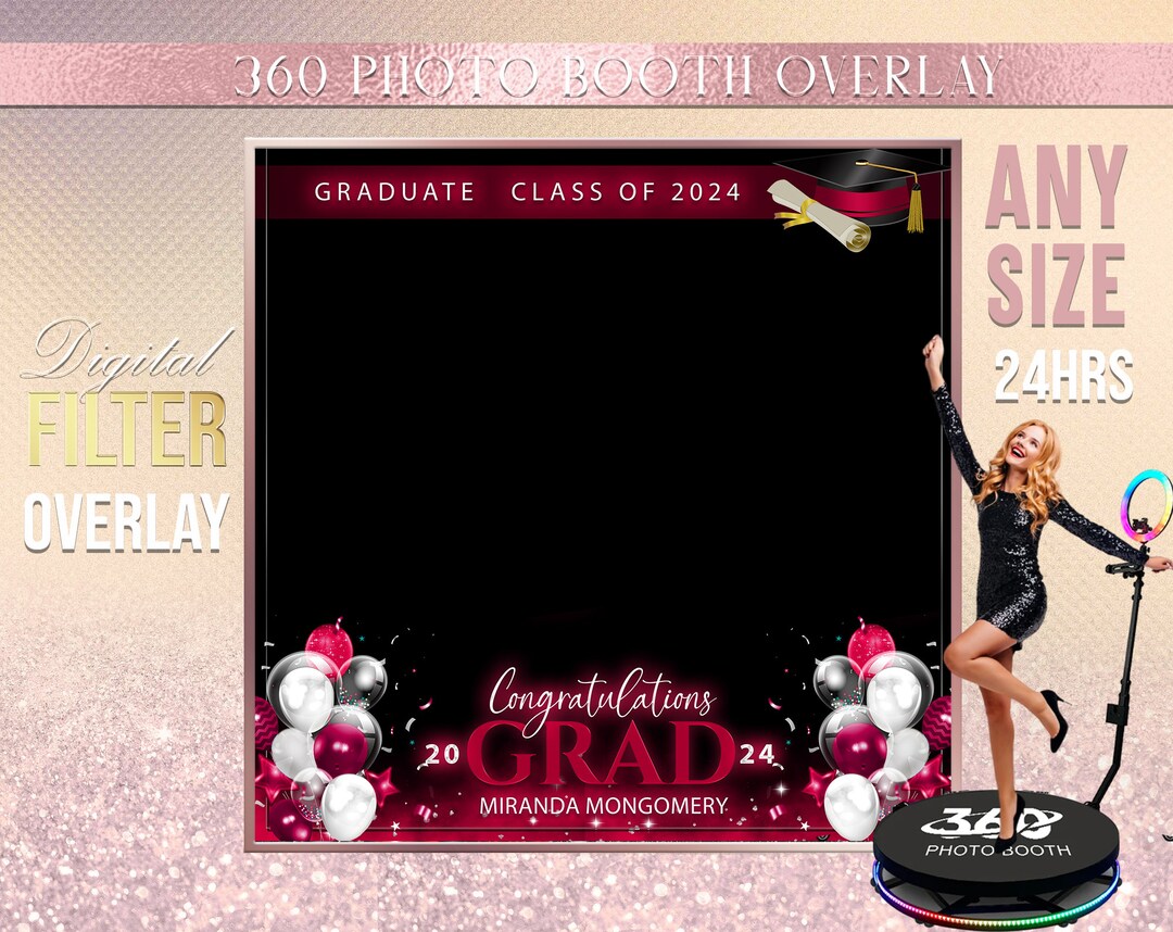Grad Overlay Red White Graduation Photo Booth Photo Template Birthday Party Class of ...