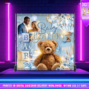 Sfondo per la doccia per bambini dell'orsacchiotto ragazzo / Banner We Can Bearly Wait / Sfondo per l'orso blu / Sfondo per la doccia dell'orso / Banner per l'orsacchiotto