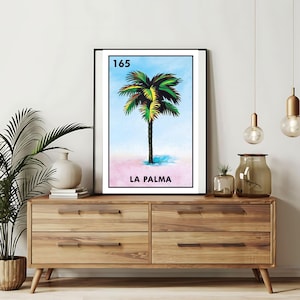 Verzending per post Alleen bedrukt | la palma Loteria-kaarten | Loteria handgetekende muurkunst | Mexicaanse bingo| Loteria-afdrukken Mexicaanse kunst|
