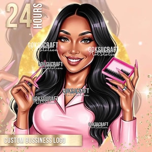 Custom Beauty Logo Design – Personalized Portrait for Makeup Artist | Hair Stylist |  Nail Tech |  Lash Artist | Cartoon Style Avatar Logo