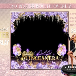 quinceanera photo Booth Photo Template Birthday Party Green photo Booth Overlay , 360 Photo Template, birthday erlay