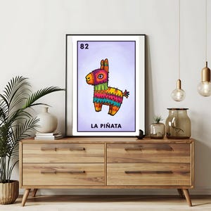 Verzending per post Alleen bedrukt | La pinata Loteria-kaarten | Loteria handgetekende muurkunst | Mexicaanse bingo| Loteria-afdrukken Mexicaanse kunst|