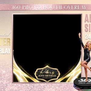 Black and gold Birthday Photo Booth Photo Template, Black man  birthday overlay photo Booth Overlay , 360 Photo Template minimaalist Overlay