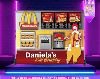 Fast Food Backdrop | Burgers Birthday Backdrop | Foodie Banner |