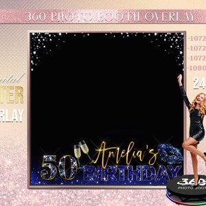 Royal Blue Diamonds Photo Booth Photo Template Birthday Party Blue photo Booth Overlay , 360 Photo Template, birthday overlay