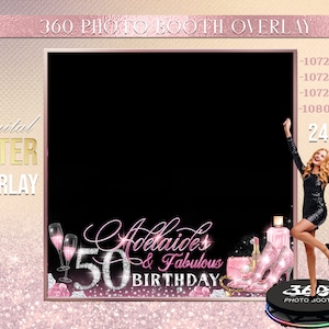 Shades of pink Pink Photo Booth Hot  Pink Photo Template Birthday Party Woman birthday photo Booth Overlay Black 360 Photo Template birthday