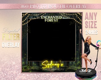 Enchanted Forest  Photo Booth Photo Template Birthday Party fairy  photo Booth Overlay , 360 Photo Template, birthday enchanted garden