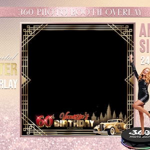 Harlem Nights Photo Booth Photo Template Birthday Party Art Deco Birthday photo Booth Overlay , 360 Photo Template, birthday
