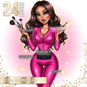 Custom Beauty Logo Design – Personalized Portrait for Makeup Artist | Hair Stylist |  Nail Tech |  Lash Artist | Cartoon Style Avatar Logo