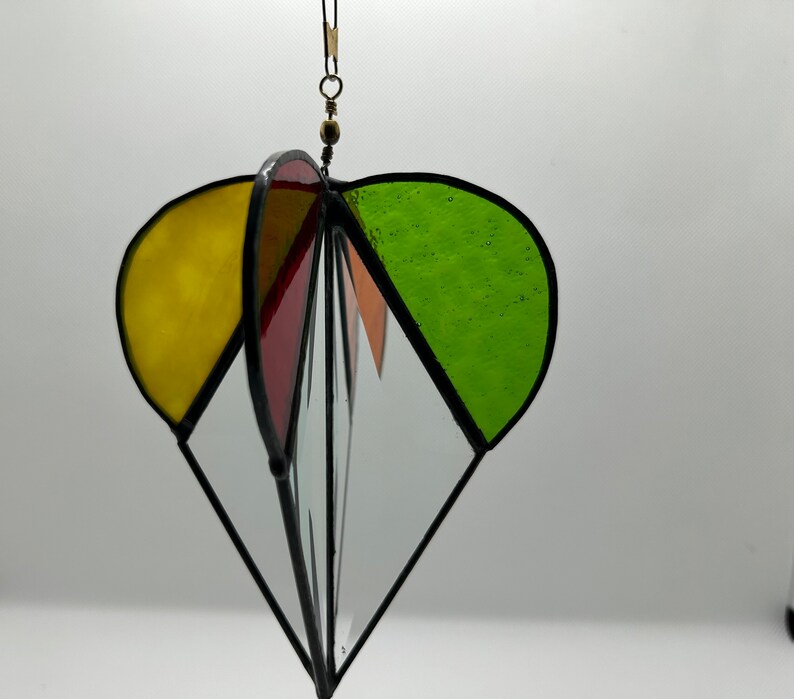 Stained Glass Heart Spinner Suncatcher Etsy