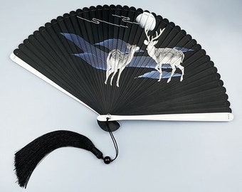 Fawn Bamboo Folding Fan, Handheld Folding Fan, Dance Prop, Hanfu Accessories, Accessories For Hanfu Cosplay, Fan Wall Decor