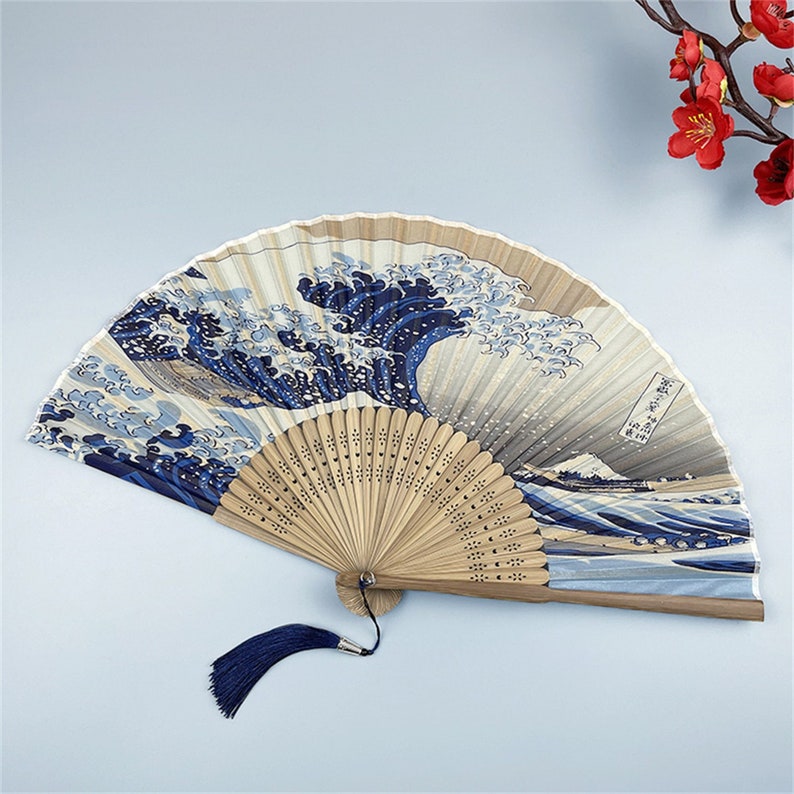 Portable Classic Hand Fan Vintage Folding Fans Round Circular Paper