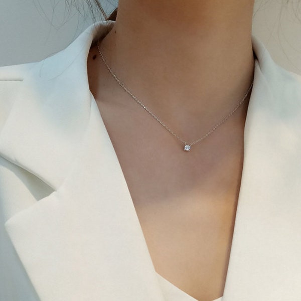 Diamond Necklace Etsy