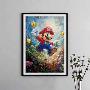 Super Mario Painted style Print Poster (frame not included) Wall Art - Poster - Mario - Nintendo