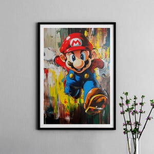 Mario Print Poster - painted style (frame not included) Wall Art - Poster - Mario - Nintendo