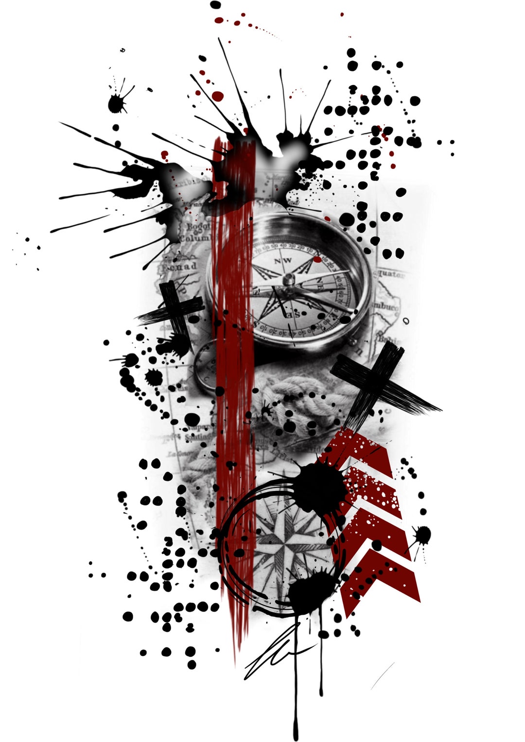 Trash Polka Compass and Map Etsy