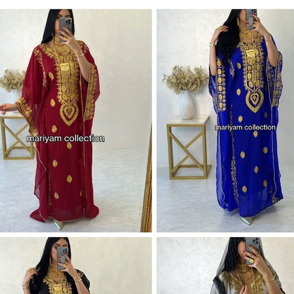 Sale Royal Fashion Ethnic Wear Moroccan Dubai Bedded Kaftan Abaya Party Fancy Dress Clothing Aari  Stones Work georggate Fabrics Dresses