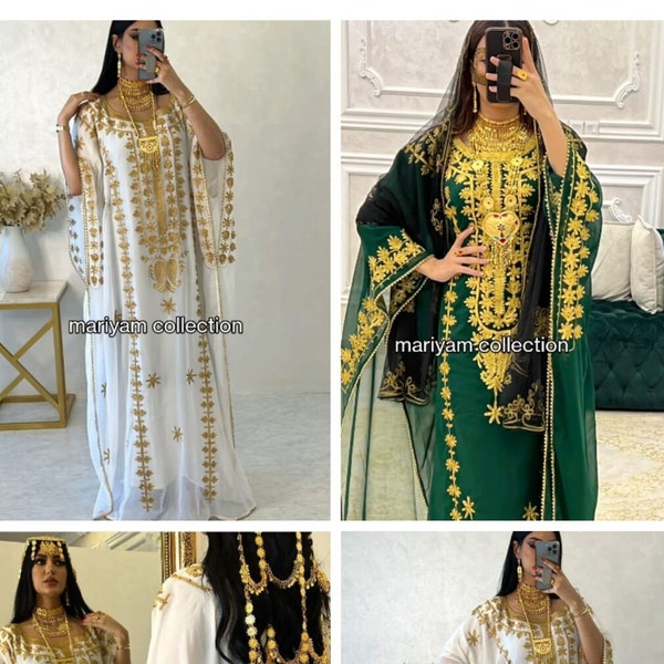 Sale!! New Royal Ethnic Wear Moroccan Dubai Bedded Kaftan Abaya Party Fancy Dresses Clothing Aari Embroidered Stones Work Net Fabrics Dresss