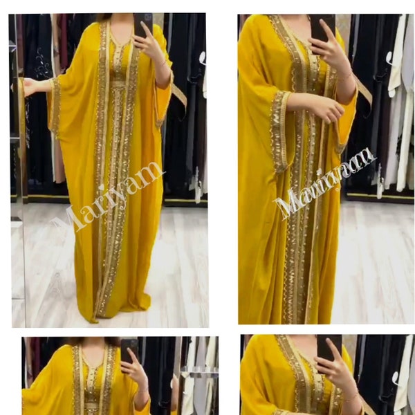 eid wear élégant caftan eid royal marocain dubaï caftan arabe abaya maxi caftan perlé à la main farasha étage longueur robe de mariée