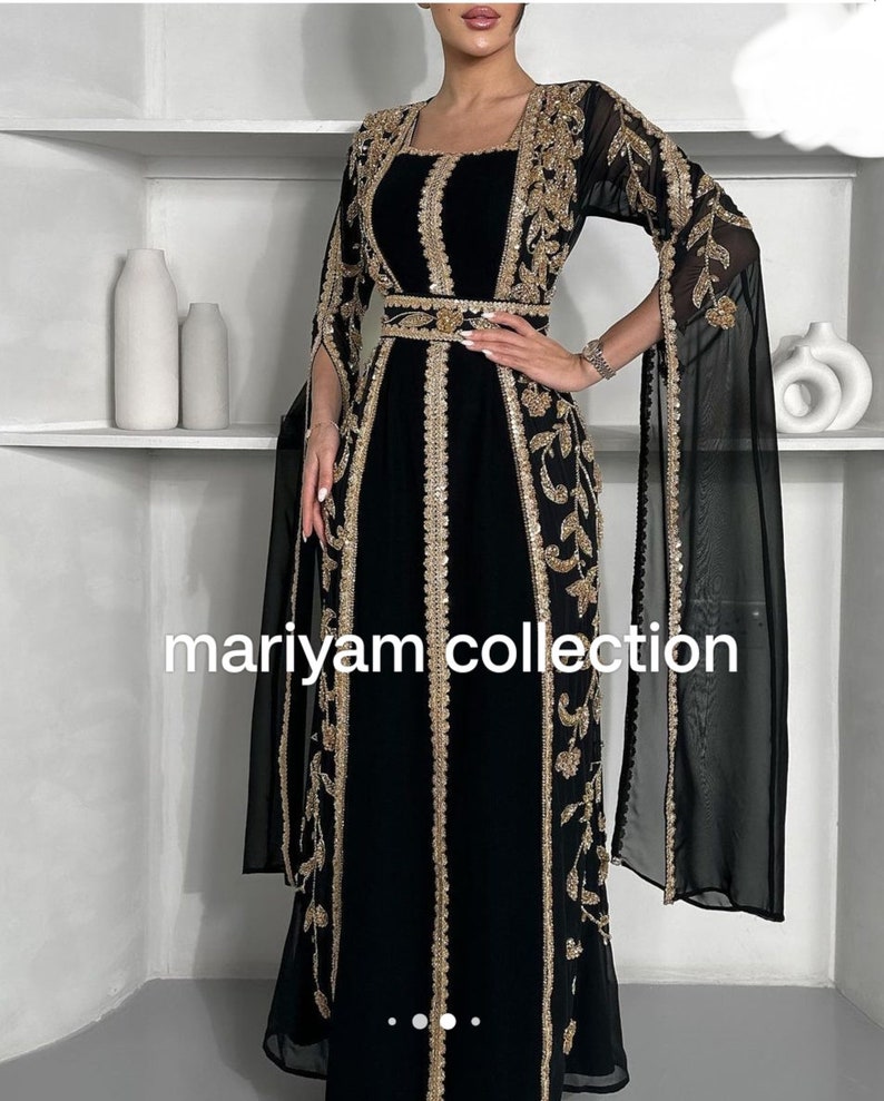 Collection Eid Caftan eid collection eid collection eid traditionnel porter des vêtements à manches longues caftan de luxe robe de perles de cristal ramadan caftan. image 2