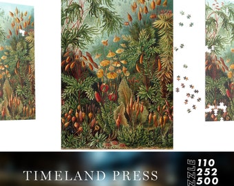 Botanical Floral Art Puzzle, Ernst Haeckel Muscinae Jigsaw Puzzle Gift for Adults and Kids, Cottagecore Art Puzzle