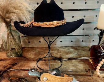 The Megan - Black Cattleman Stiff Wool Hat