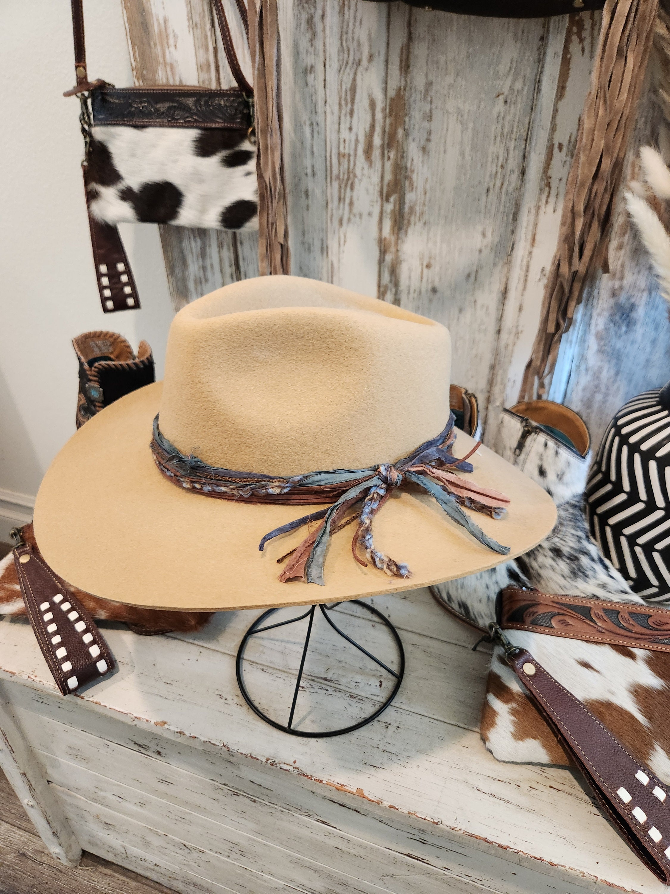 Camel Brim Hat with Australian Wool Bone/Camel Fedora Hat main image 4
