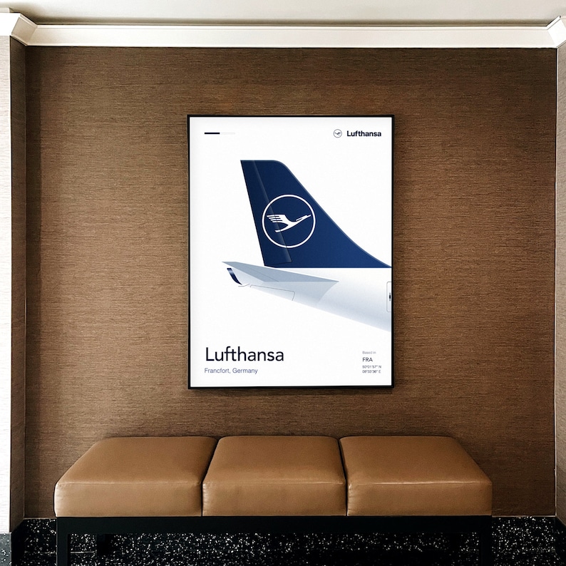 Lufthansa Aviation Poster Etsy