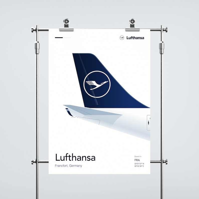 Lufthansa Aviation Poster Etsy