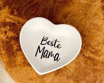 Beste Mama, Schmuckschale, Geschenk zum Muttertag, Geschenk für Mutter, Mama, Herzschale, Deko Schale, Schmuckaufbewahrung aus Raysin