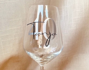 Personalisiertes Weinglas, Glas mit Namen, individuell, Geschenkidee runder Geburtstag, beste Freundin, JGA, 30. Geburtstag, Arbeitskollege