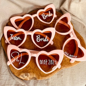 Personalized heart sunglasses for wedding, JGA, bachelorette party, team bride, bride, bridesmaid gift, bachelorette party