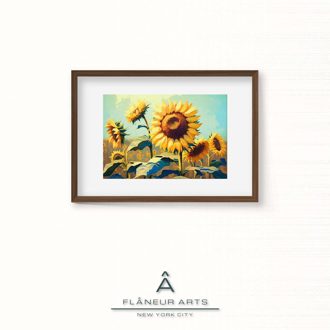 Sunflowers Vintage Oil Painting, Wall Art Print, Printable Digital Art