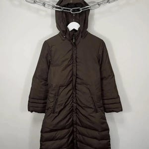 Vintage Moncler Brown Damen Daunenjacke | Luxus Wintermantel | Seltene Designer Oberbekleidung