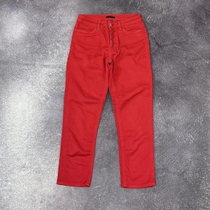 Prada Women’s Red Skinny Jeans Size 26 Designer Denim Luxury Vintage Pants Slim Fit Stretch