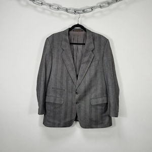 Vintage Yves Saint Laurent Pinstripe Herringbone Wool Blazer | YSL Jacket | Classic Formal 2-Button Blazer