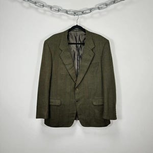 Vintage Yves Saint Laurent Wool Cashmere Blazer | Herringbone Striped Jacket | YSL Menswear | Classic Tailoring