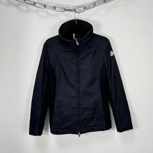 Vintage Moncler Damen schwarze Nylon Jacke - Größe L | Luxus Designer Oberbekleidung | Seltene Moncler Jacke
