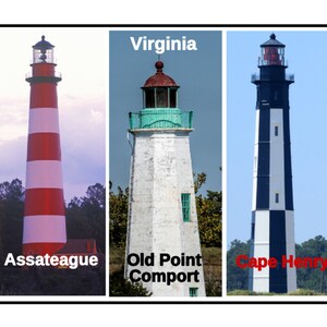 Leuchttürme | Aufkleber | Zustand | Virginia | 3 Orte | VA | 3x3.75", 3x5", 3x7", 4x6" Rectangle Stickers Available