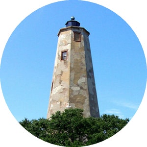 Faro di Bald Head Island / Adesivi / North Carolina / Outer Banks / Old Baldy / 2,25", 3", 4,5" 5,5" Adesivi circolari di diametro disponibili