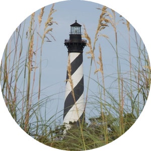 Cape Hatteras | Aufkleber | Zustand | North Carolina | Leuchtturm | Außenbänke | 2,25 ", 3 ", 4,5 ", 5,5 "Durchmesser Kreis Aufkleber verfügbar "