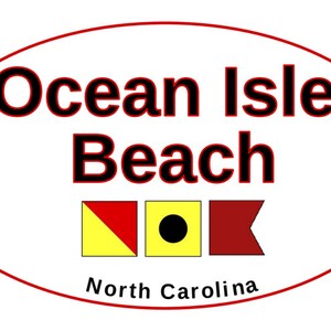 Ocean Isle-strand | Stickers | Staat | Noord-Carolina | Stranden | 3x5&quot;, 4x6&quot;, 5x7&quot; ovale stickers beschikbaar | Outer Banks | NC