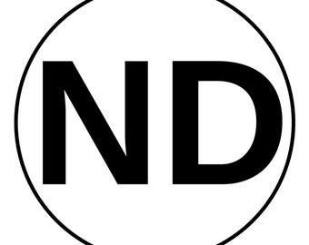 North Dakota | Stickers | State | ND | 2 Letter ID | Black | 1"(48), 1.75"(20), 2.25", 3", 4.5", 5.5" Circle Stickers Available | ND